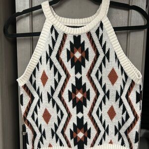 Geometric Patterned Knit Tank Top